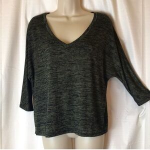 Leith Marled Olive Green V Neck Top